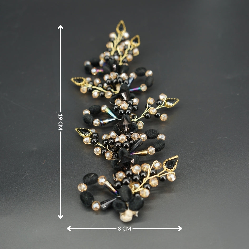 Décoration cheveux mariage – Peigne fait main cristaux Noir