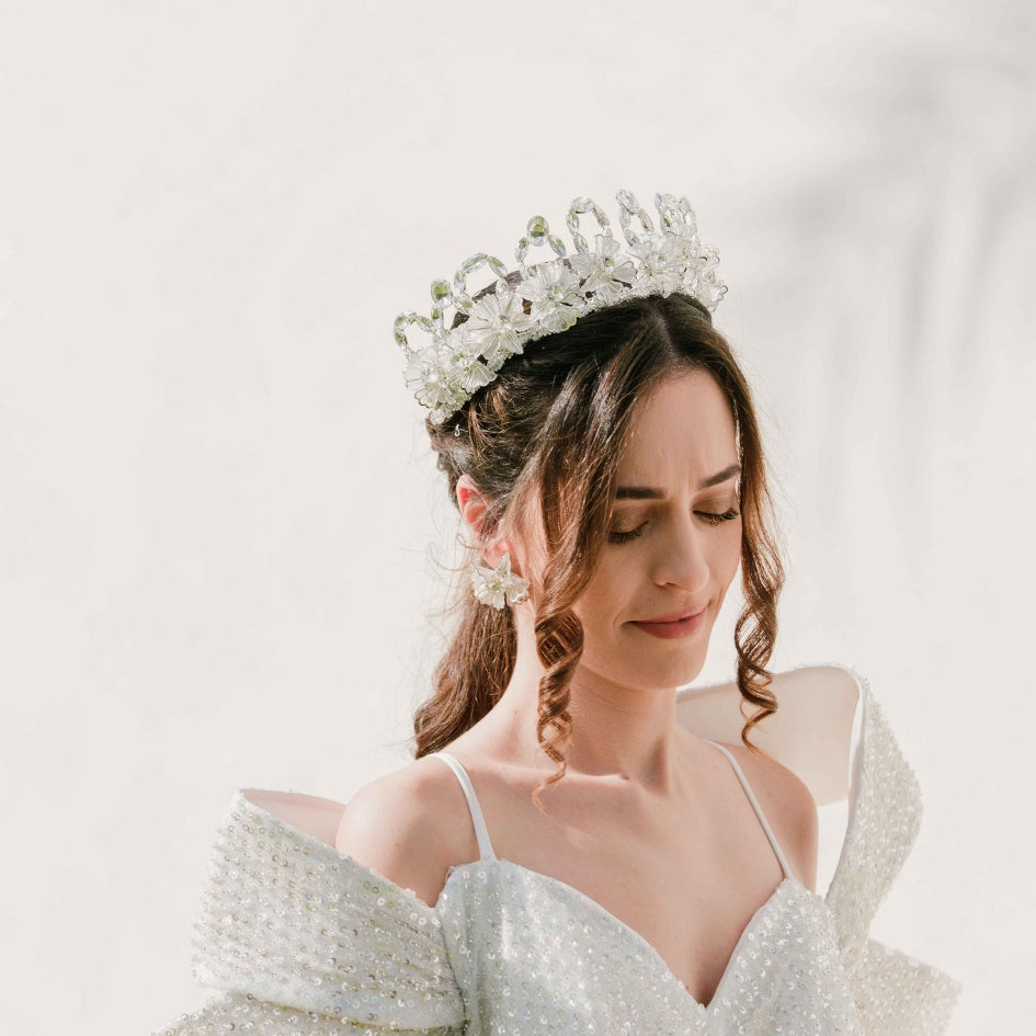 Boucles d'oreilles en strass brillant pour mariage - Bijoux intemporels