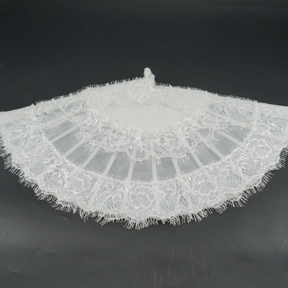 Éventail mariage blanc dentelle élégant