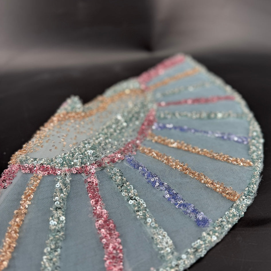 Éventail mariage perles multicolores fait main