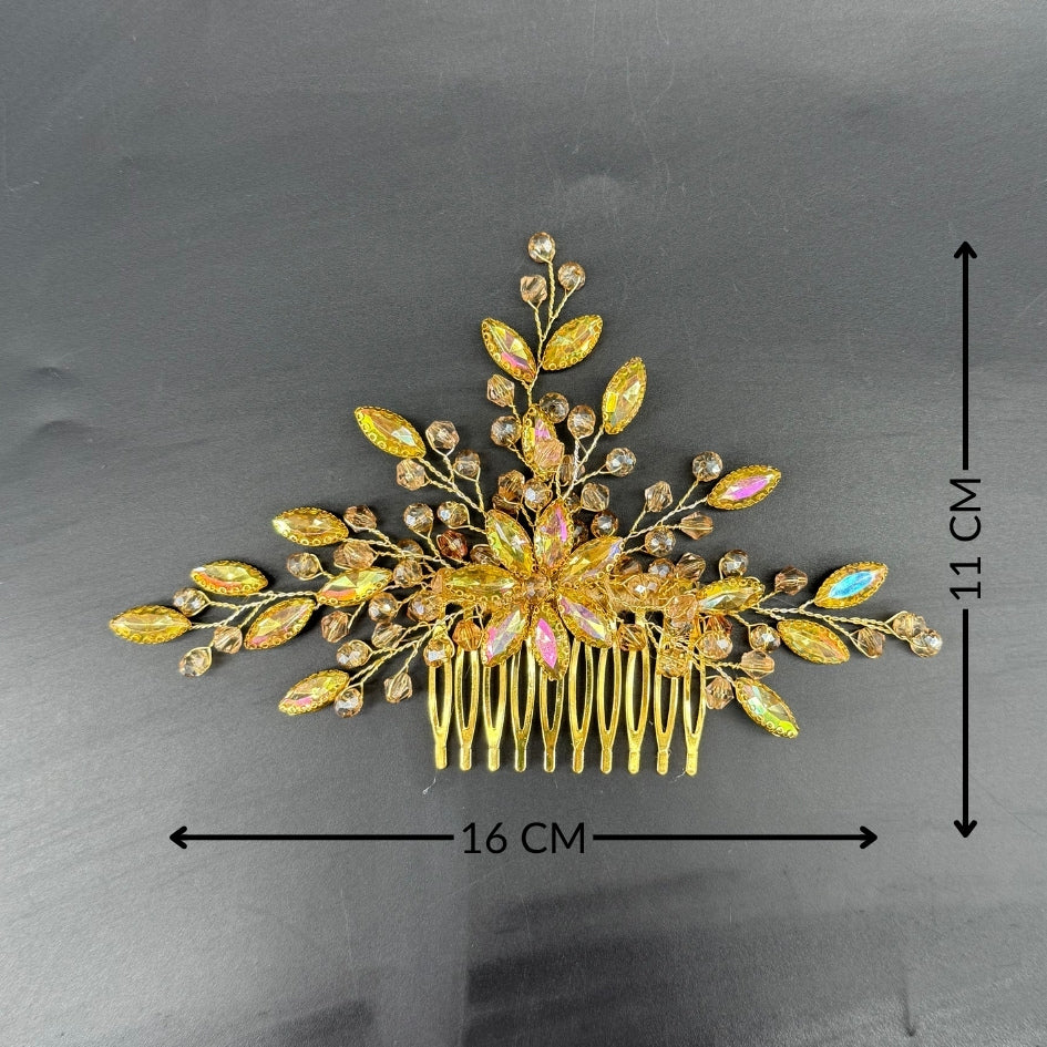 Peigne cheveux strass doré – Coiffure cérémonie ou mariage