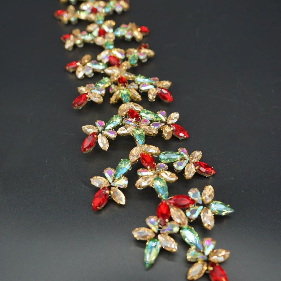 Peigne de cheveux doré avec cristaux multicolores – Accessoire mariage et soirée