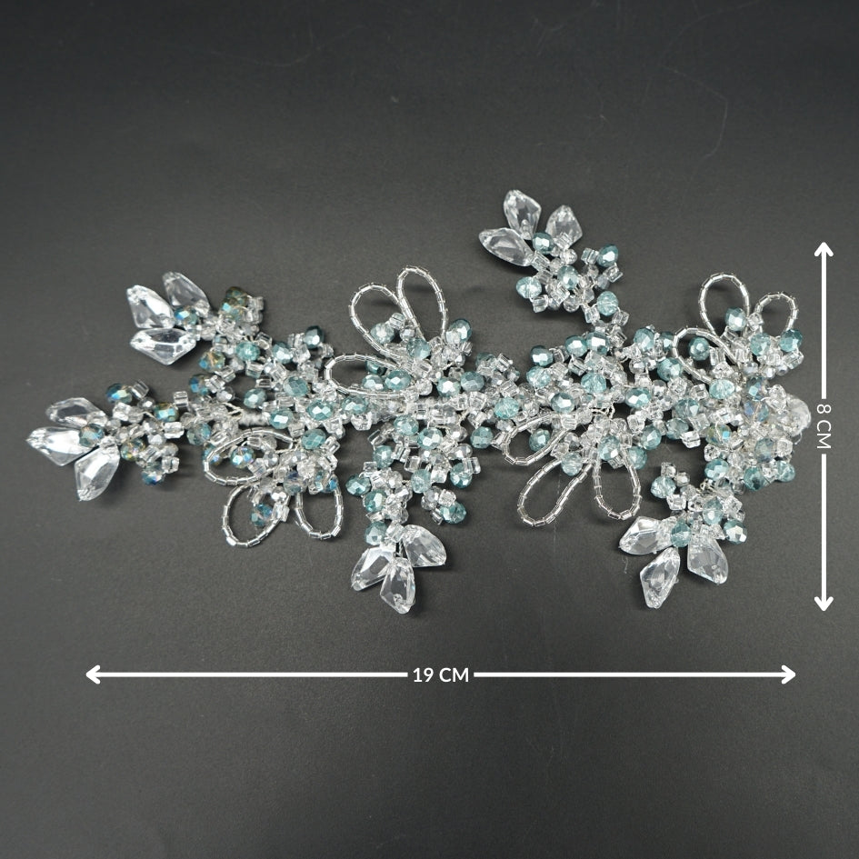 Accessoire de coiffure en cristal et perles Bleu ciel – Idéal pour mariage et cérémonie