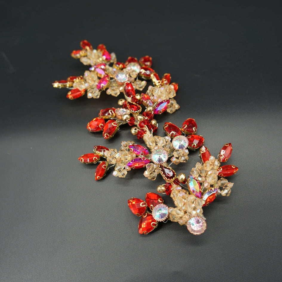 Peigne de coiffure doré et rouge – Accessoire de mariage éclatant