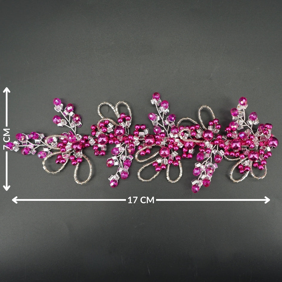 Peigne de mariage en strass et perles fuchsia – Bijou de tête élégant