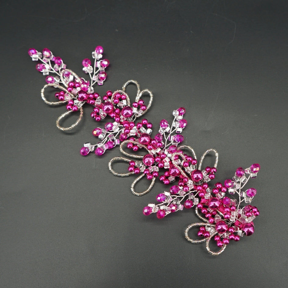 Peigne de mariage en strass et perles fuchsia – Bijou de tête élégant