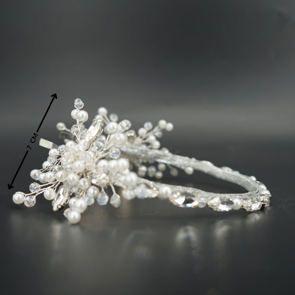 Serre-tête mariage en strass et perles – Accessoire chic pour mariée