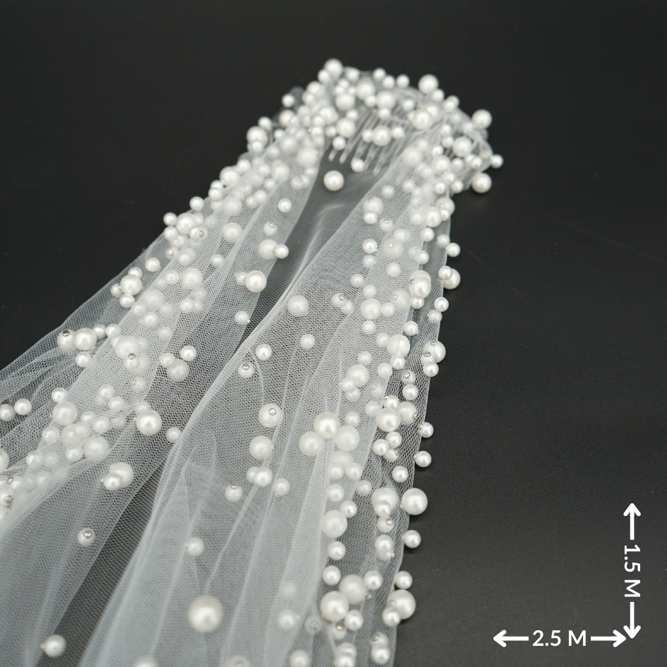 Voile de mariage avec perles et broderie florale
