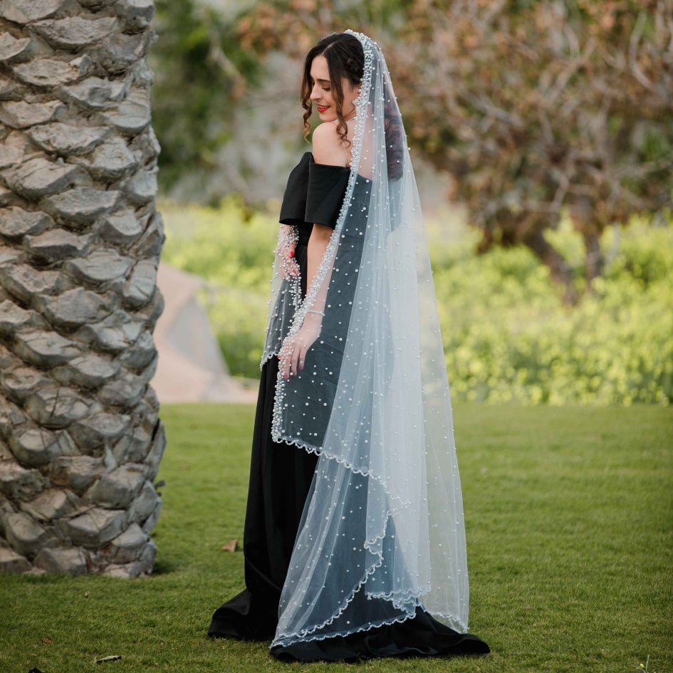 Voile de mariage avec perles et broderie florale