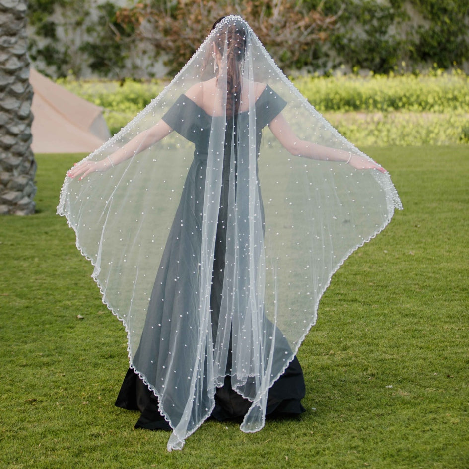 Voile de mariage avec perles et broderie florale