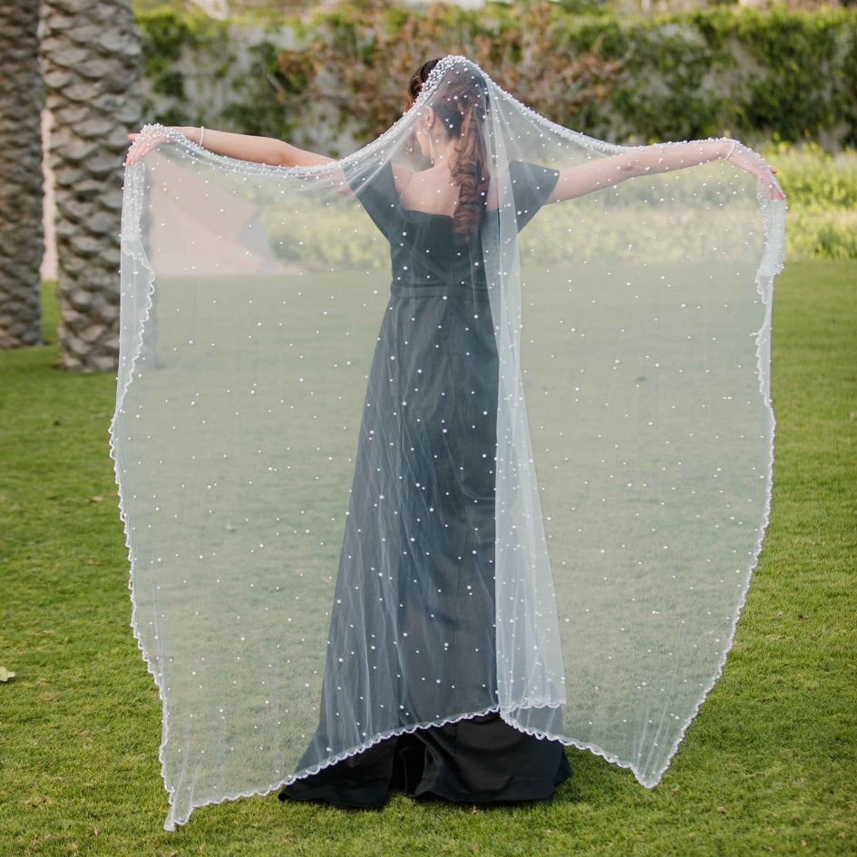 Voile de mariage avec perles et broderie florale