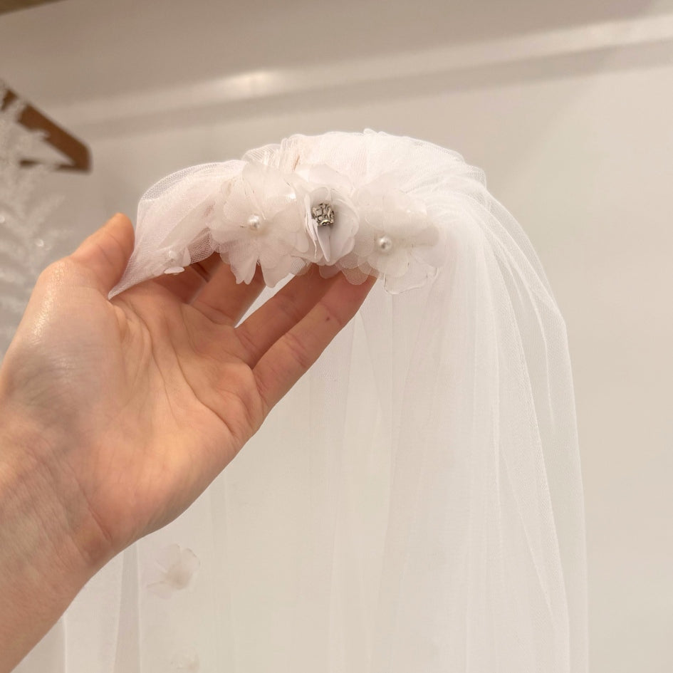 Voile de mariage style princesse avec bordure perlée