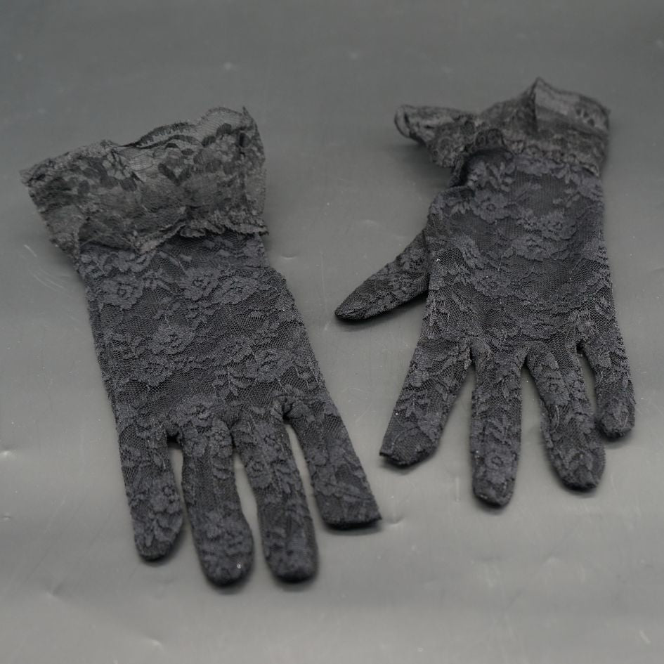 Gants dentelle motif fleur noirs élégants femme