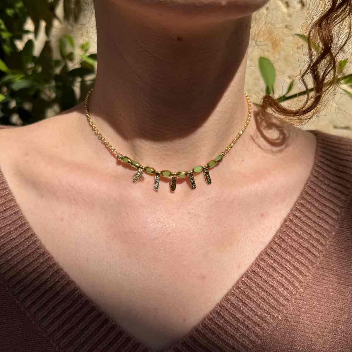 Collier laiton doré avec cristaux irrésistibles