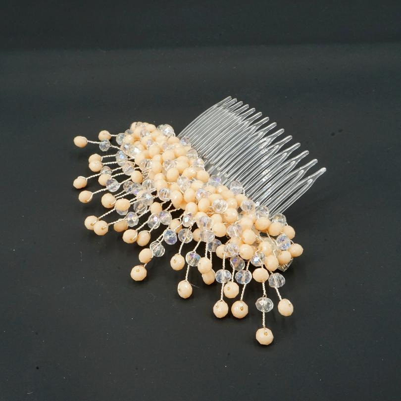 Broche cheveux rose saumon, MODÈLE Peigne en cristal