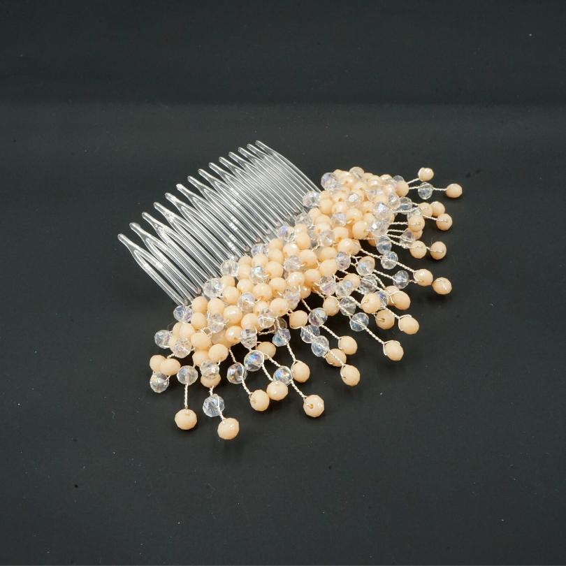 Broche cheveux rose saumon, MODÈLE Peigne en cristal