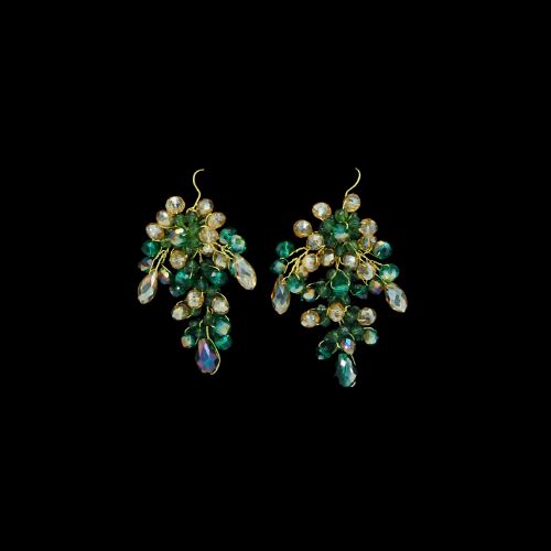 Boucles d'oreille vert pin pendantes, pour vos mariages et autres évènements