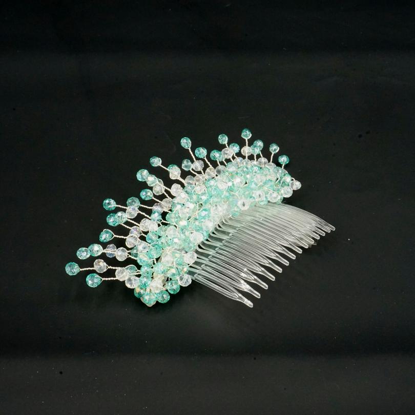 Broche cheveux bleu turquoise , MODÈLE Peigne en cristal
