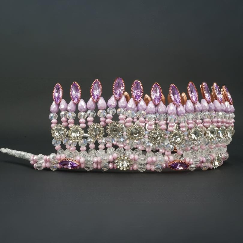 Couronne de Mariage couleur violet, modelé reine royale