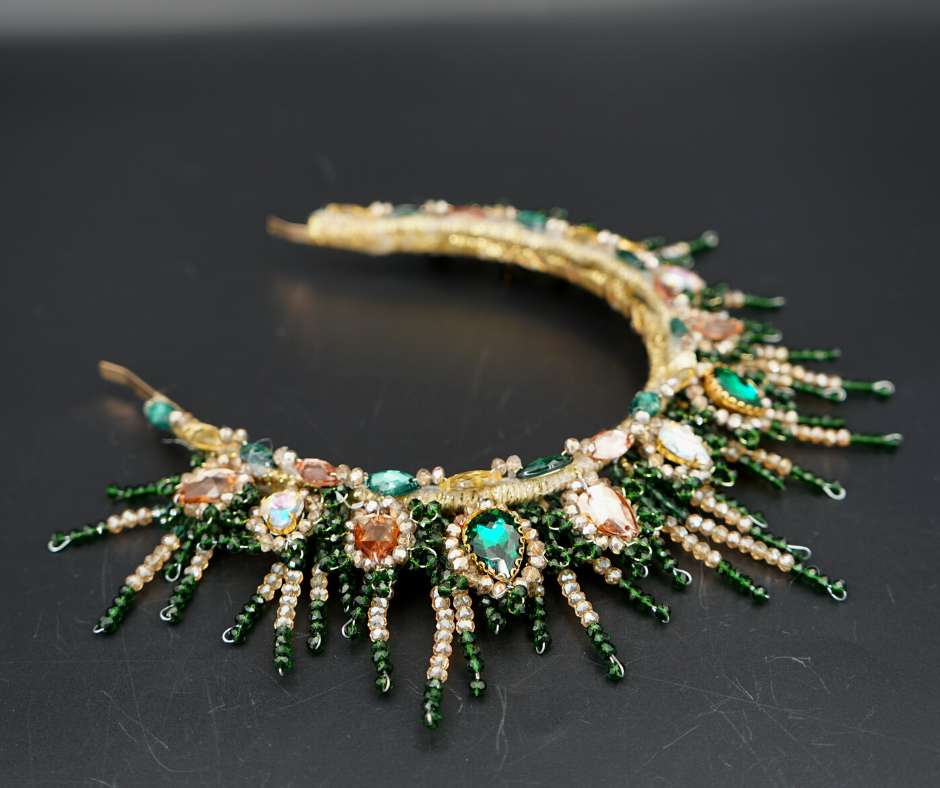 Couronne mariée Vert. modèle Sun