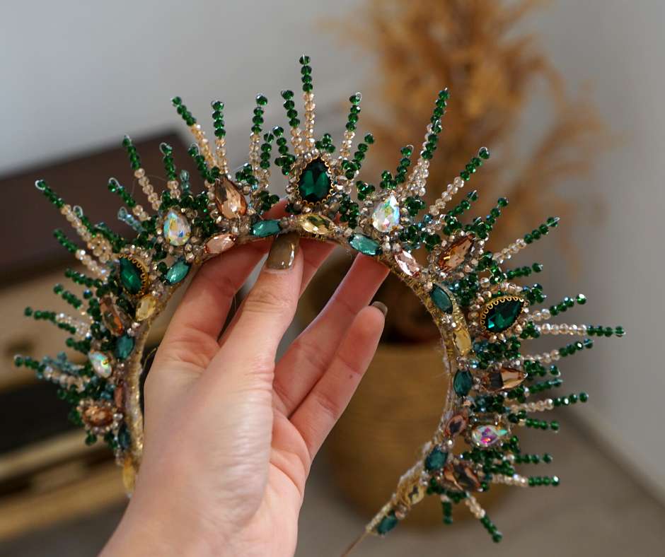 Couronne mariée Vert. modèle Sun