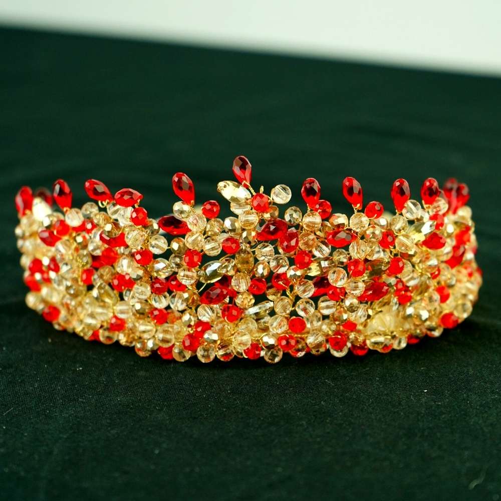 Couronne Wtia Rouge/doré, style Swarovski