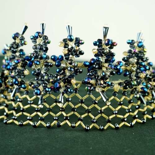 Couronne bleu/doré, modèle filet