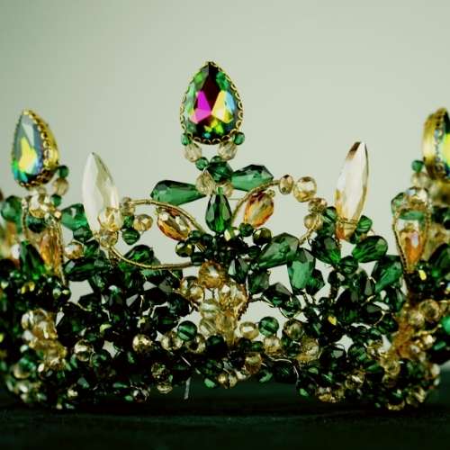 Couronne Wtia vert/doré, swarovski royale