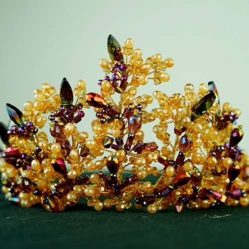 Couronne mariée violet/doré modèle classique