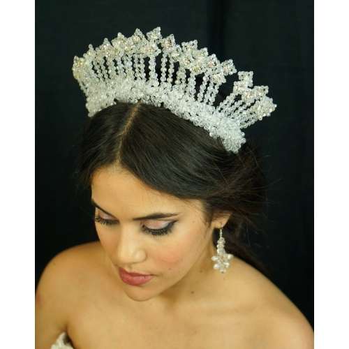 Couronne mariée, modèle éventail géométrique
