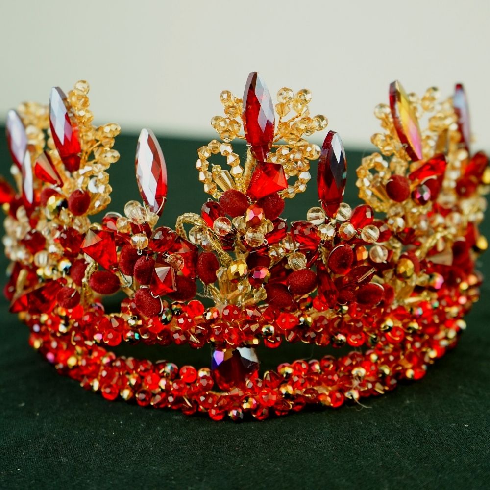 Couronne mariée, rouge/doré modèle Royal