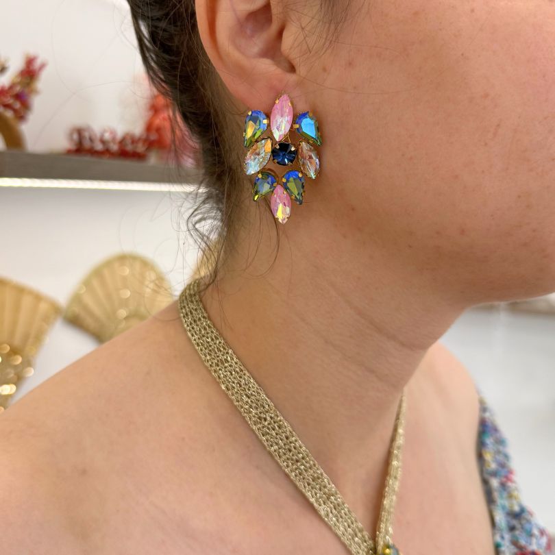 Collier multicolore cristaux luxe ensemble
