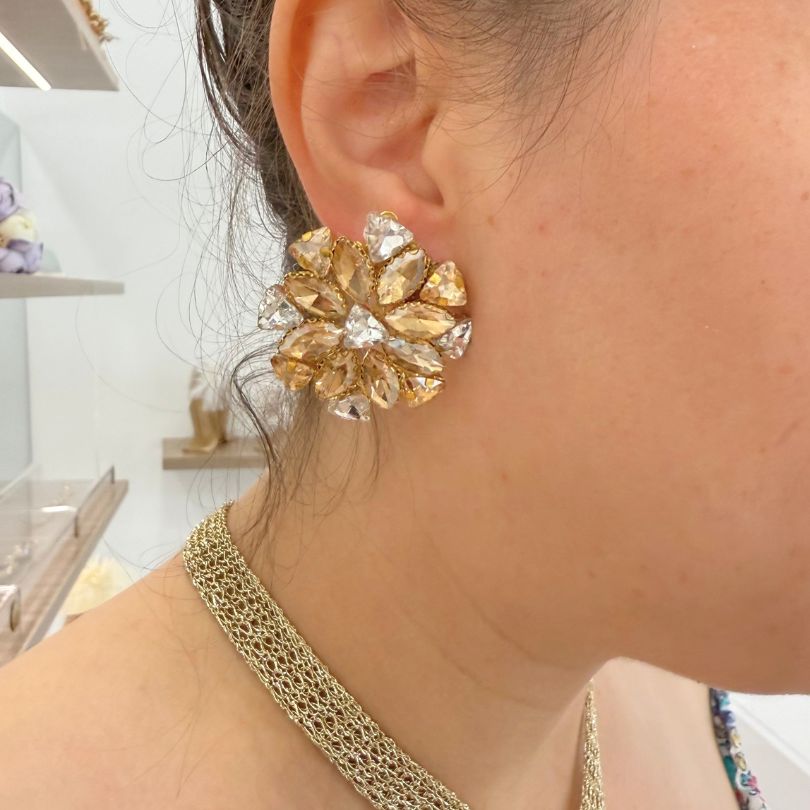 Collier doré cristaux champagne luxe