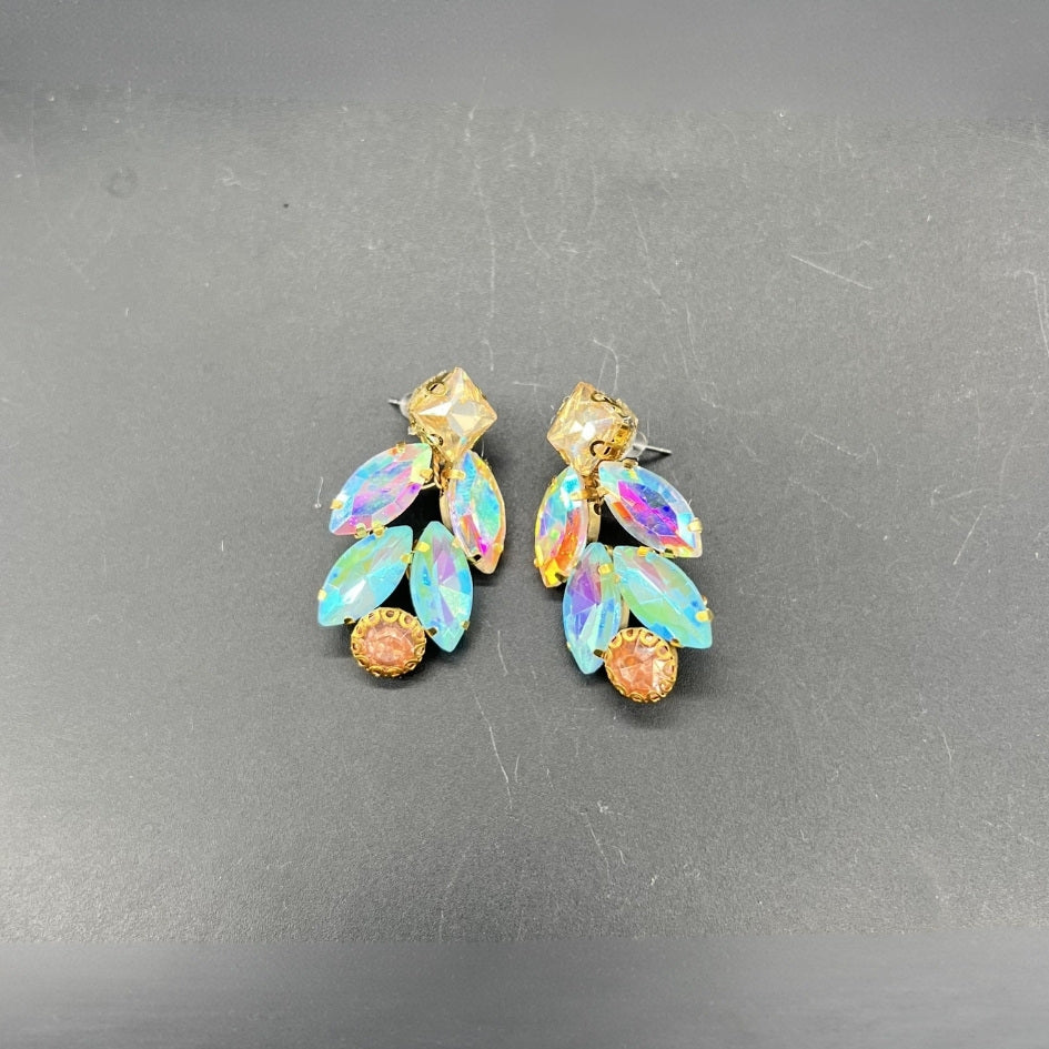 Pack mariage couronne dorée pierres bleues iridescentes