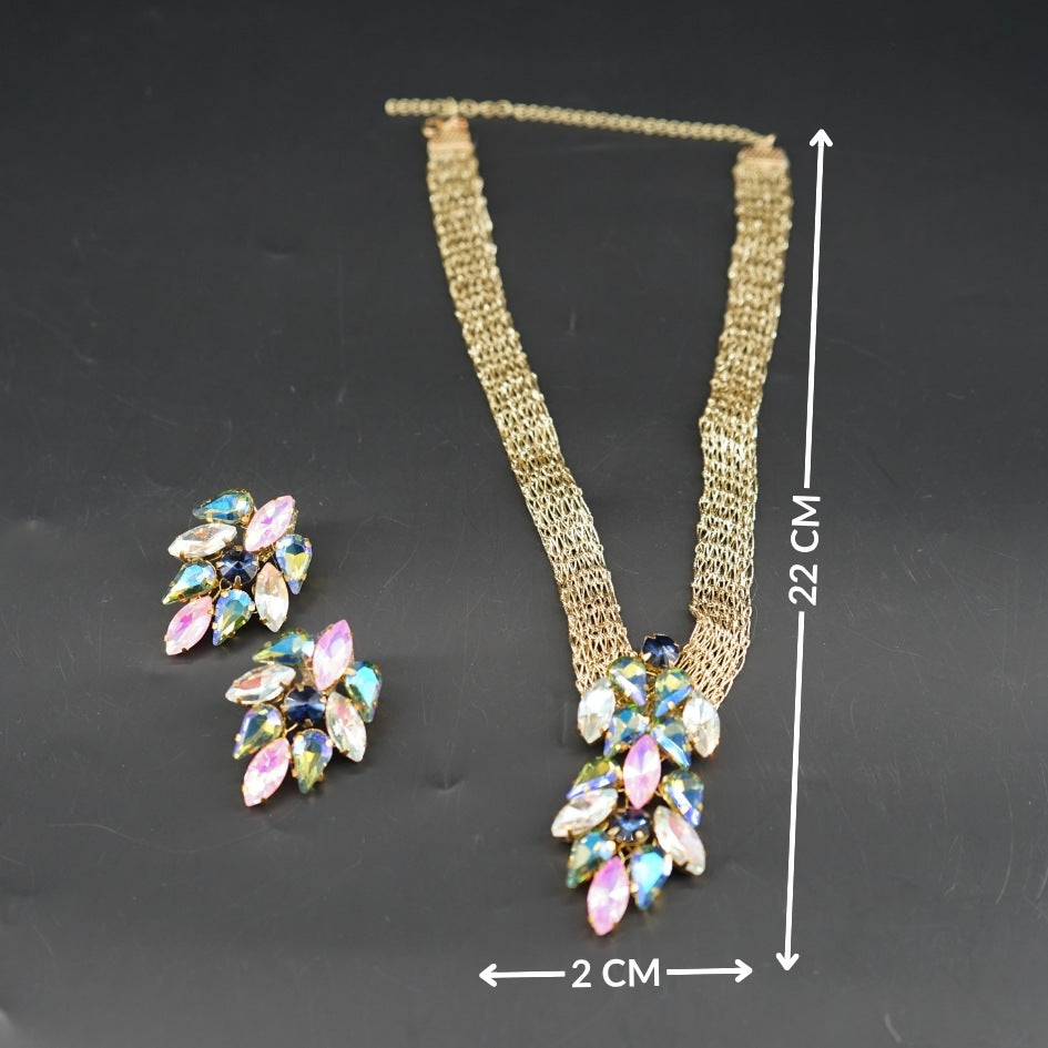 Collier multicolore cristaux luxe ensemble