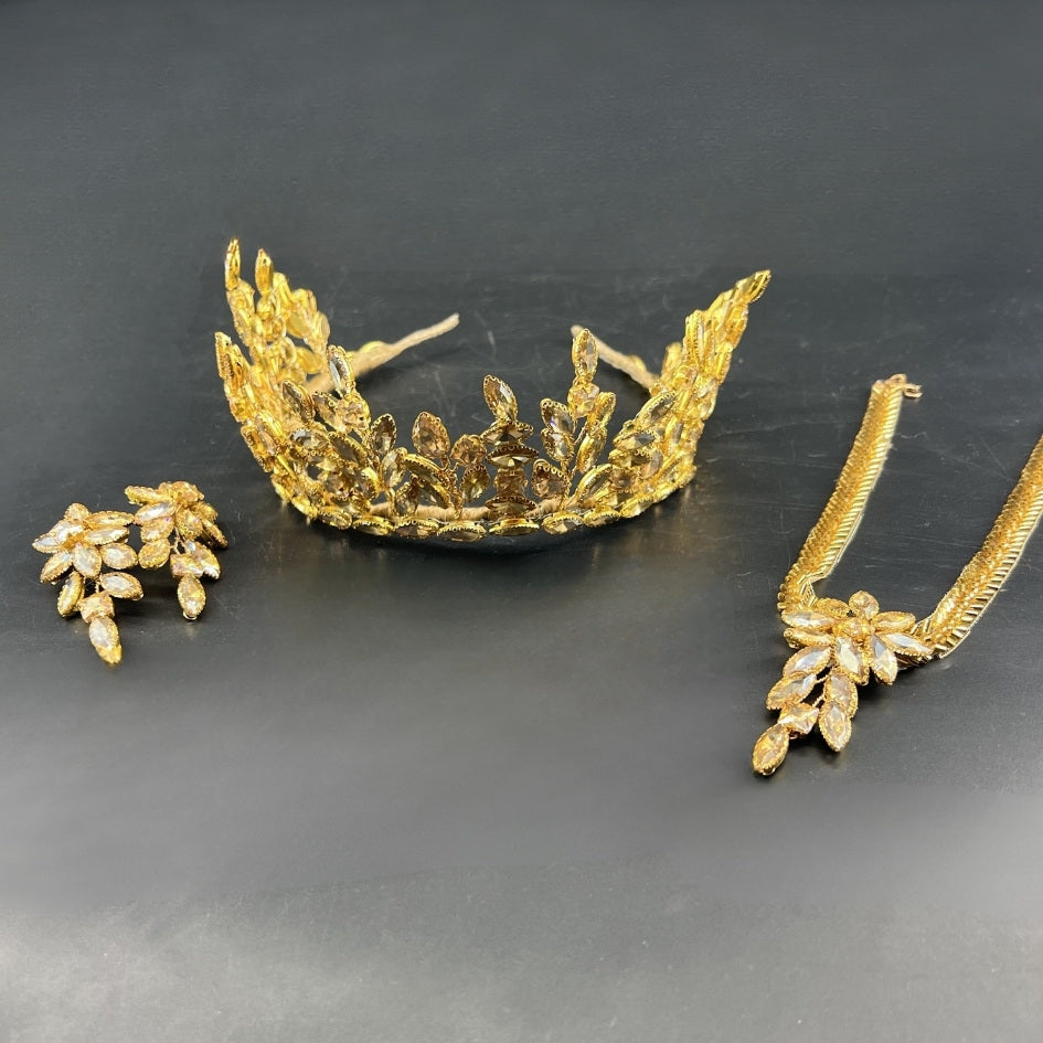 Pack mariage couronne dorée cristaux élégants