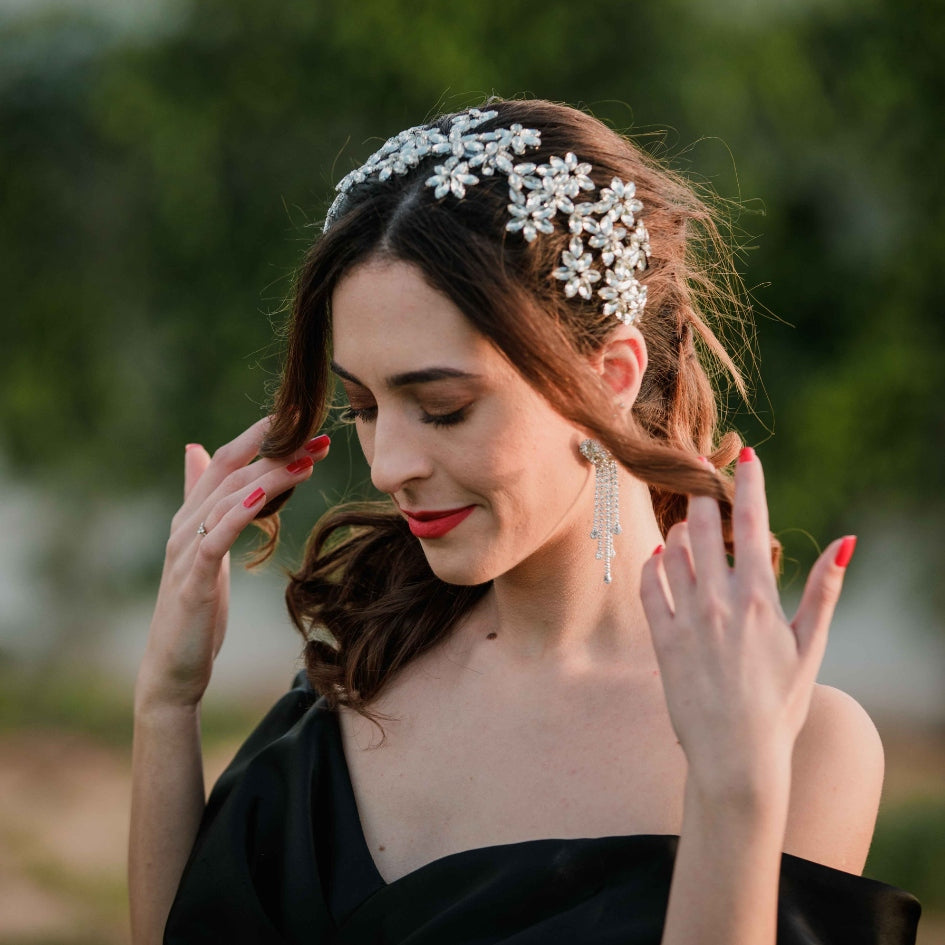 Accessoire de coiffure floral en strass
