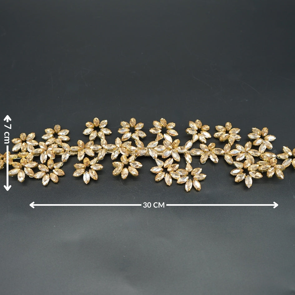 Accessoire de mariée floral en strass dorés et brillants