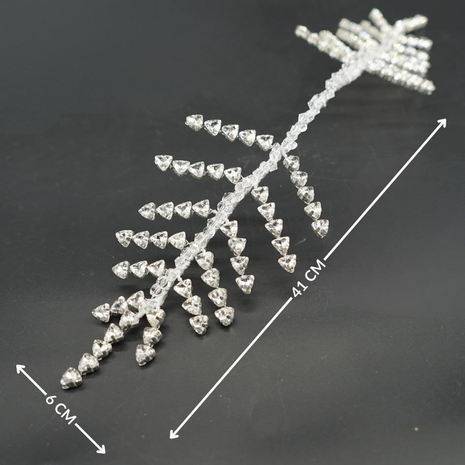 Broche de Mariage Blanche Feuillage en Cristal