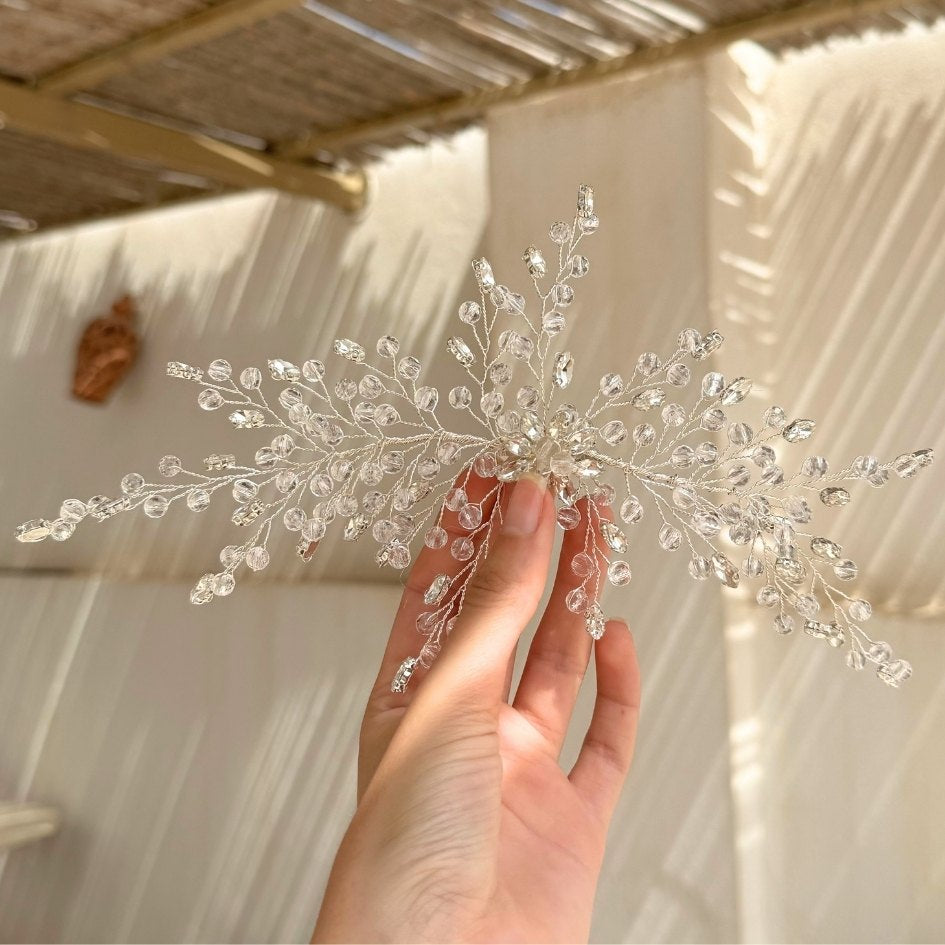 Accessoire cheveux mariage perles cristal argenté