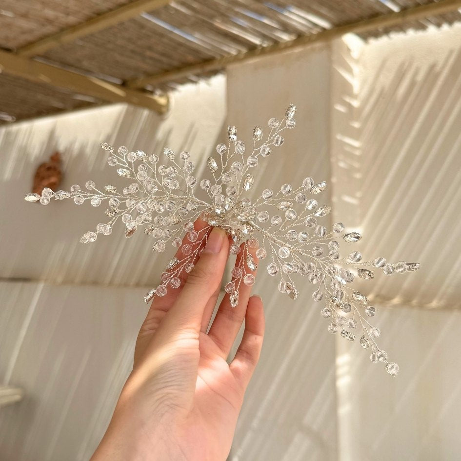 Accessoire cheveux mariage perles cristal argenté