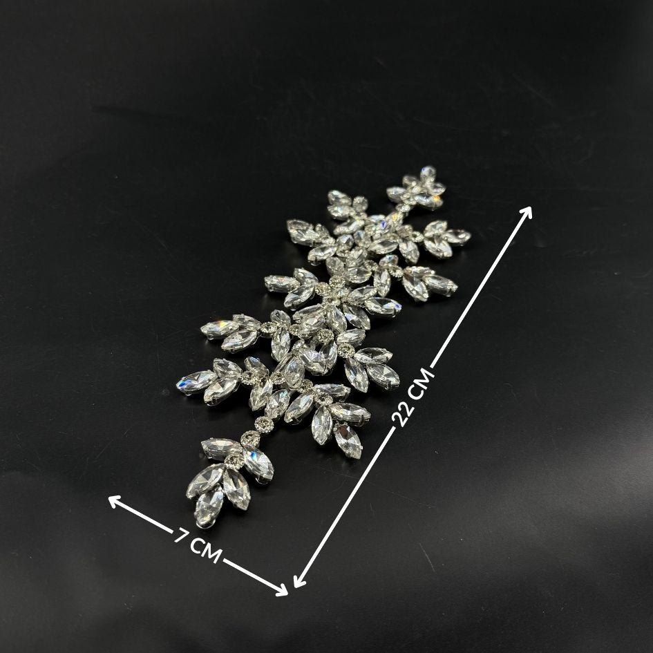 Barrette cheveux strass argentée florale