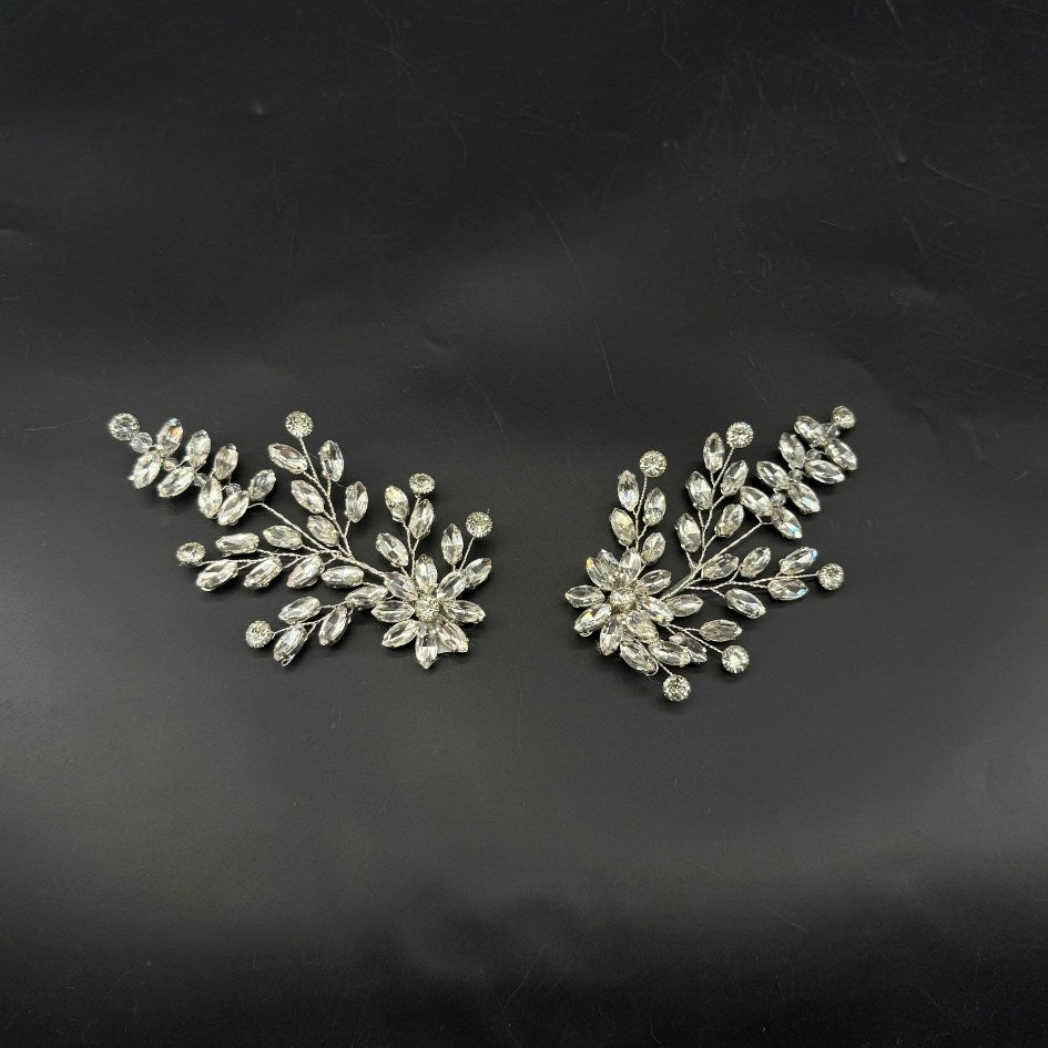 Lot de 2 accessoires de cheveux mariage argentés avec cristaux scintillants