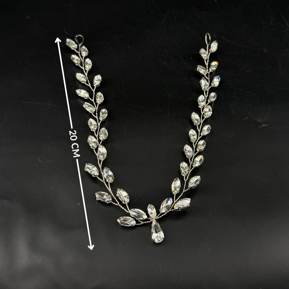 Bijou de cheveux mariage argenté avec cristaux – Branche de cheveux élégante