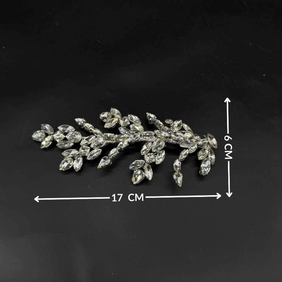 Bijou de Cheveux Mariage Cristaux Argentés Floral