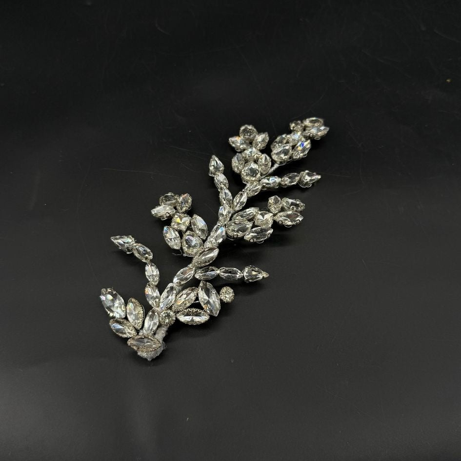 Bijou de Cheveux Mariage Cristaux Argentés Floral
