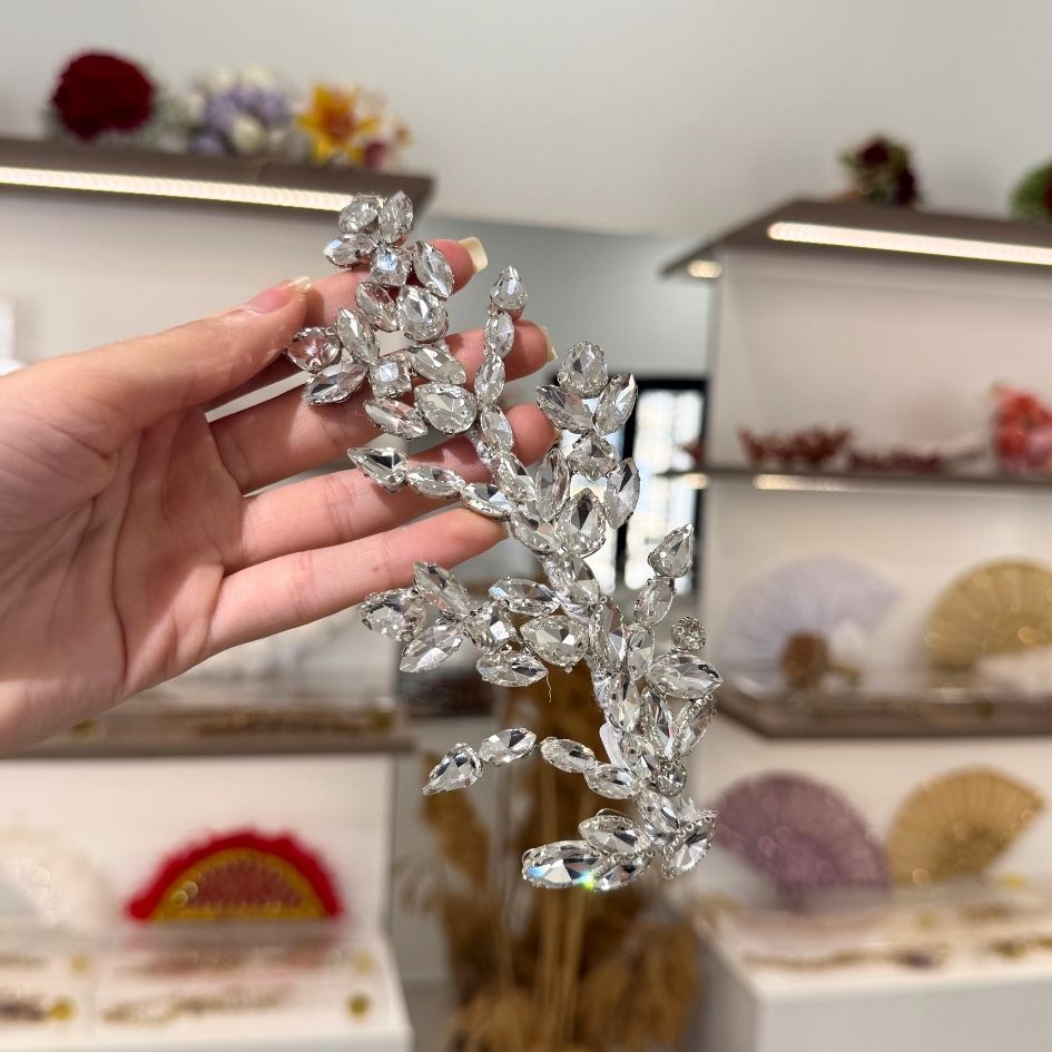 Bijou de Cheveux Mariage Cristaux Argentés Floral
