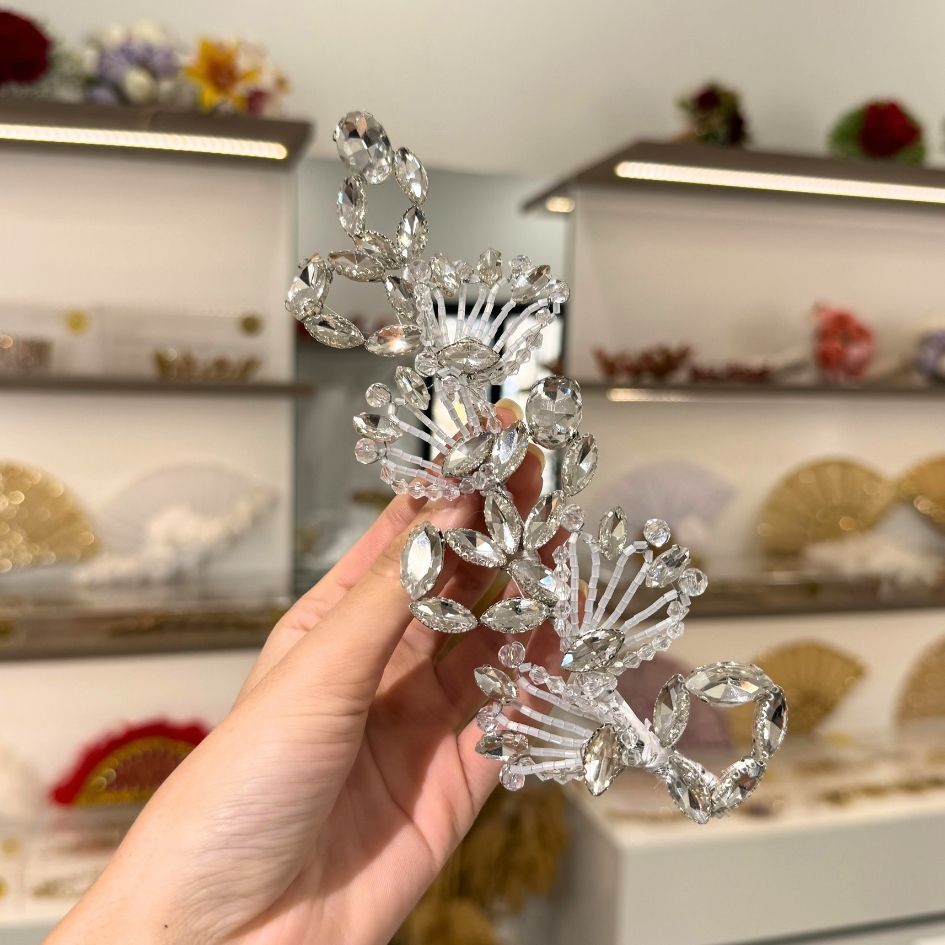 Bijou de Cheveux Argenté Cristaux Élégance Mariage
