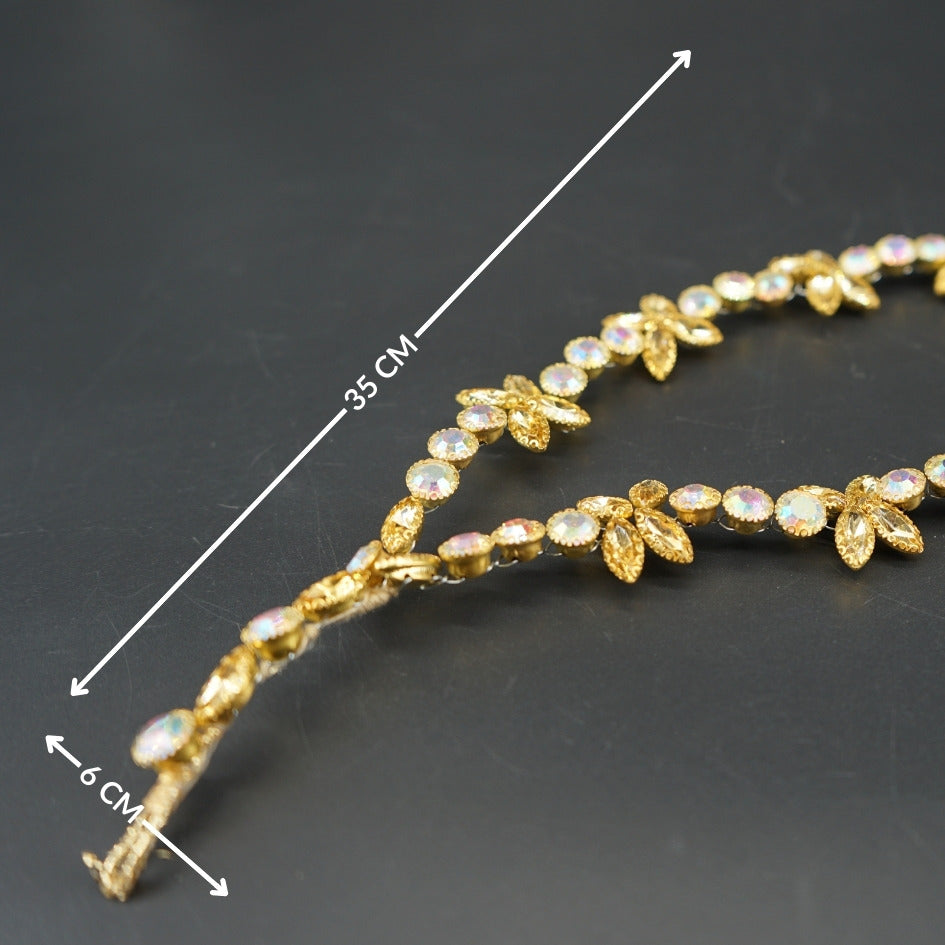 Broche dorée cristaux fleurs, accessoire élégant mariage