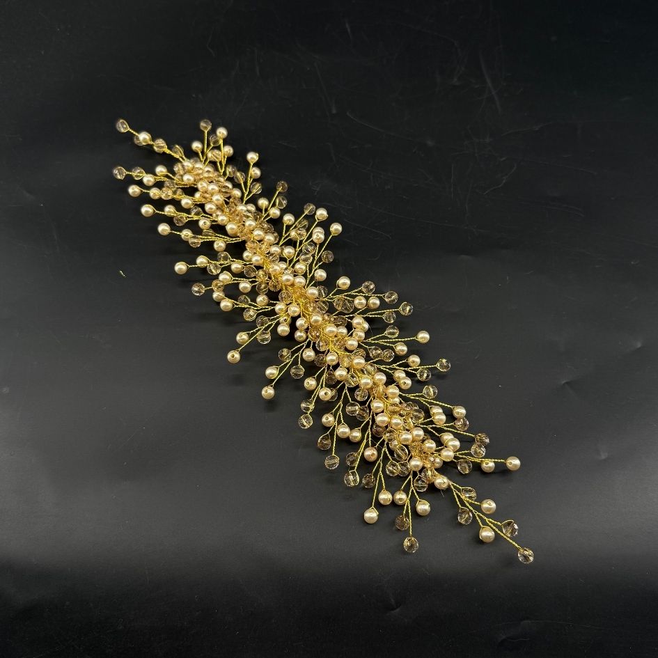 Serre-tête perles dorées mariage élégant